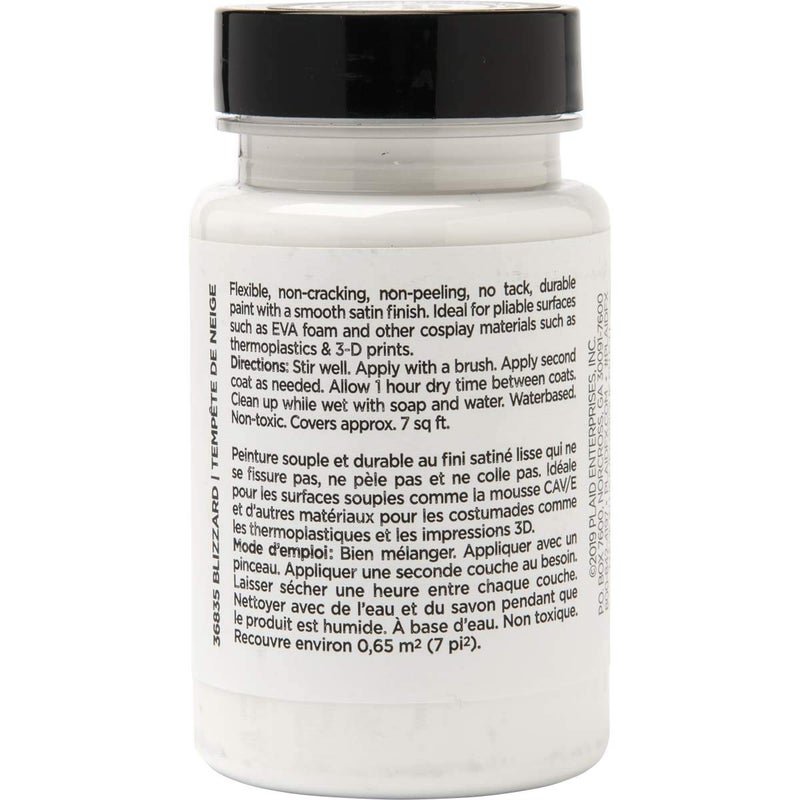 PlaidFX Smooth Satin Flexible Acrylic Paint Ideal for Pliable Surfaces and Cosplay Costumes, Non-Cracking or Peeling, No-Tack, Durable, 3 oz, Blizzard - Image 3